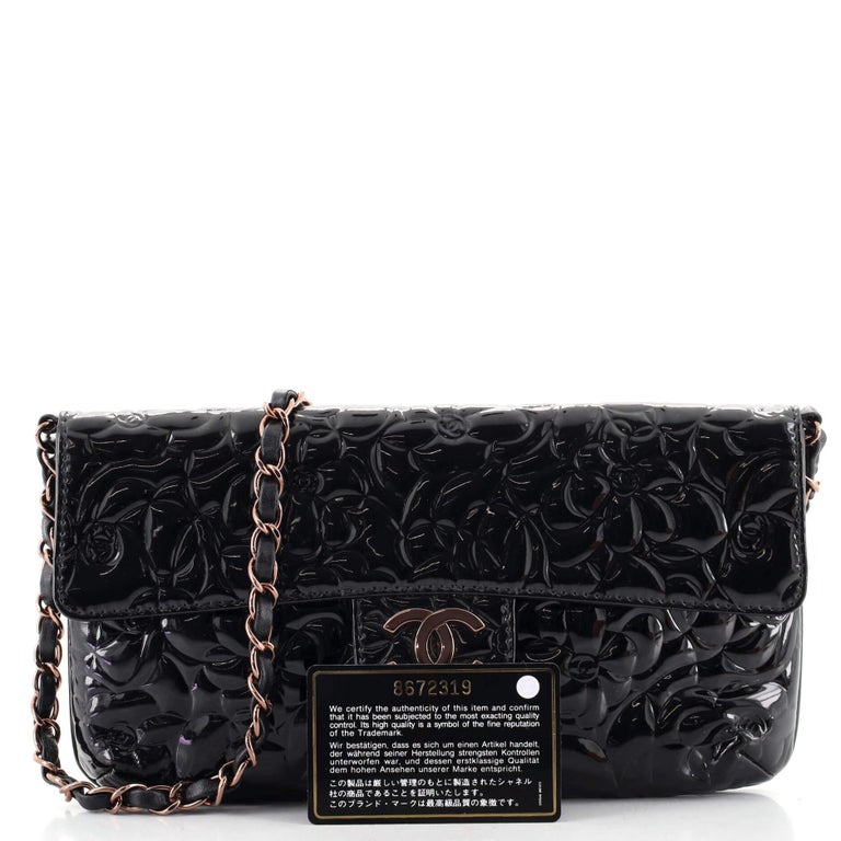 Chanel Chain Flap Bag Camellia Patent East West at 1stDibs