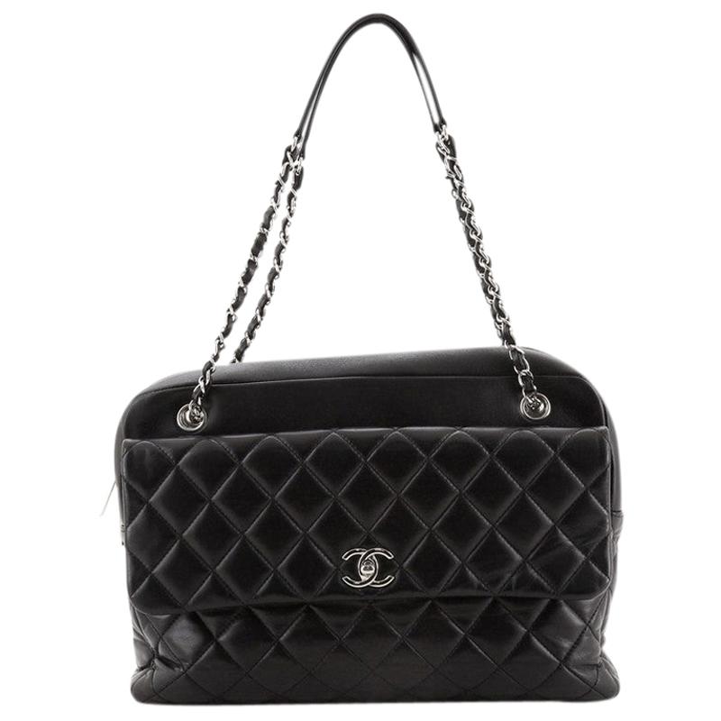 Chanel Chain Flap Bowling Bag Quilted Lambskin Large