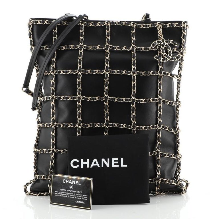 Chanel Chain Frame CC Charm Shopping Tote Lambskin