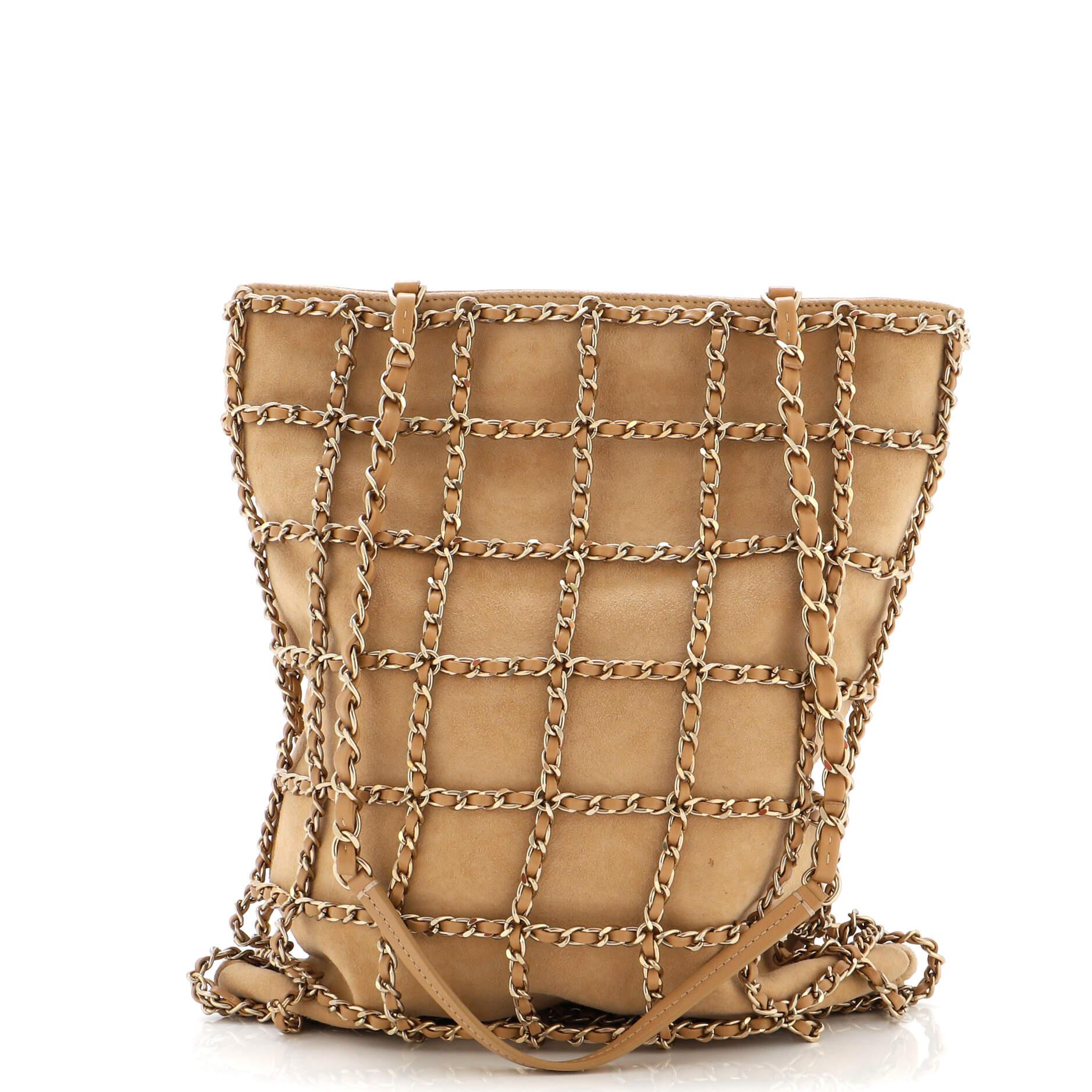 Women's Chanel Chain Frame CC Charm Shopping Tote Suede