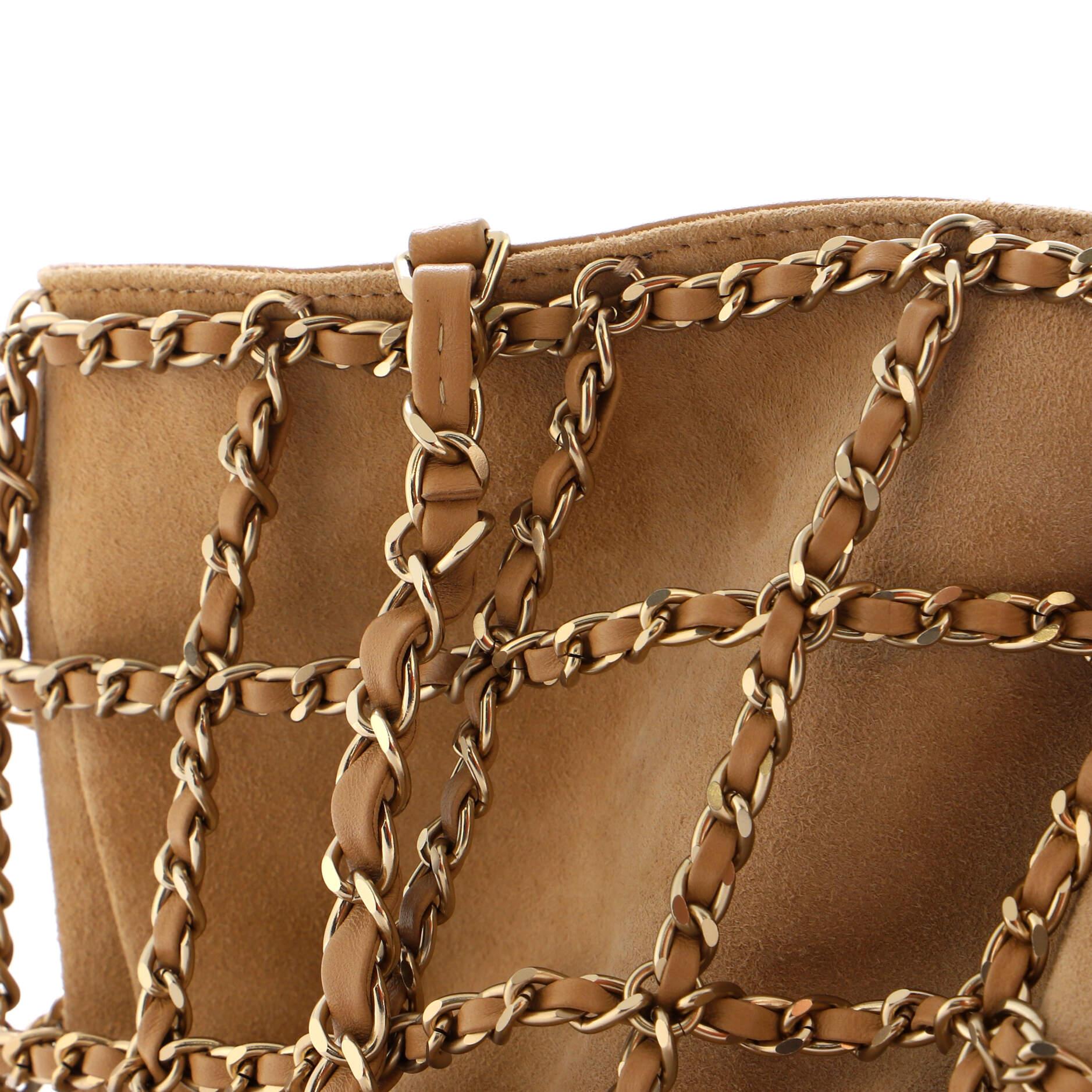 Chanel Chain Frame CC Charm Shopping Tote Suede 4