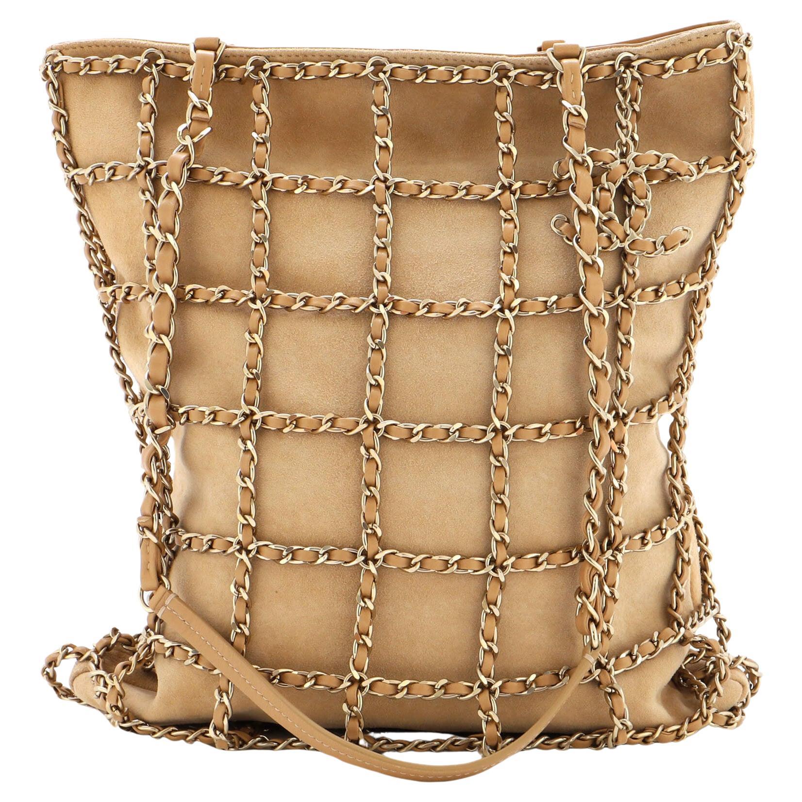 Chanel Chain Frame CC Charm Shopping Tote Suede