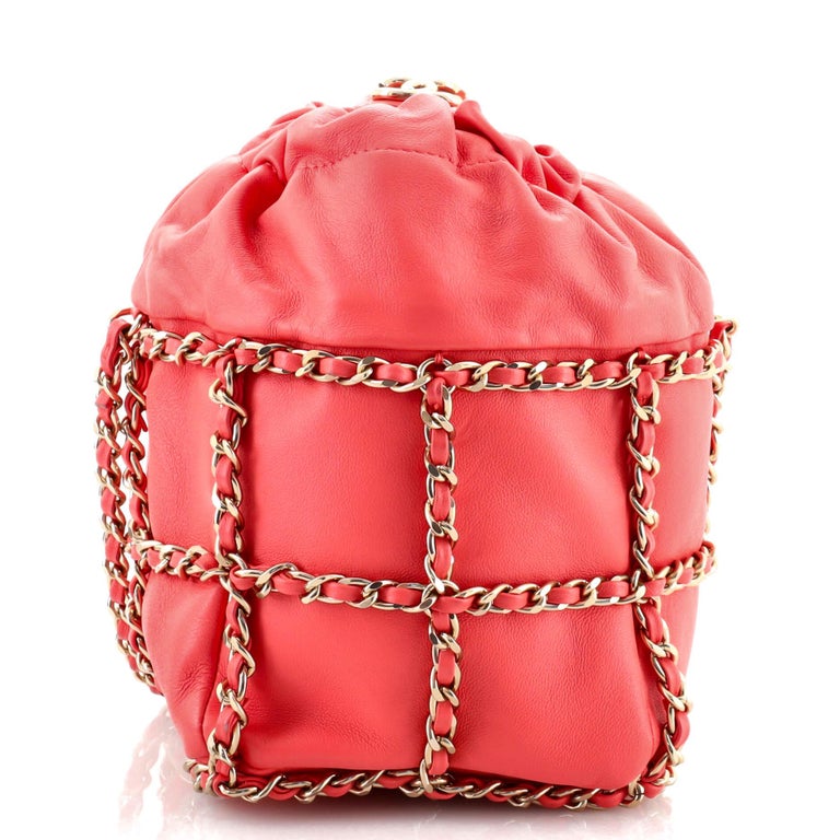 Chanel Chain Frame CC Drawstring Bucket Bag Lambskin Mini For Sale at ...