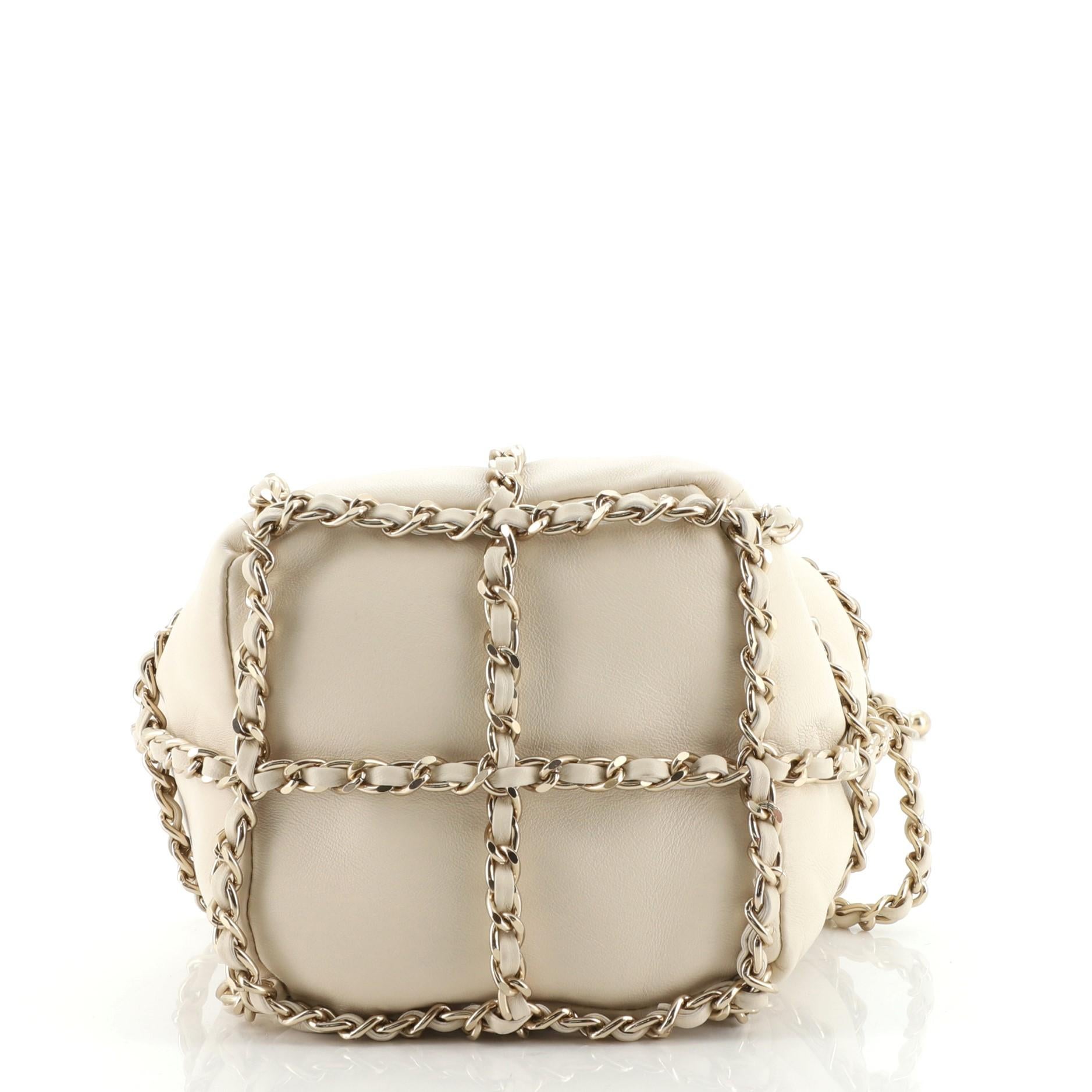 Women's or Men's Chanel Chain Frame CC Drawstring Bucket Bag Lambskin Mini