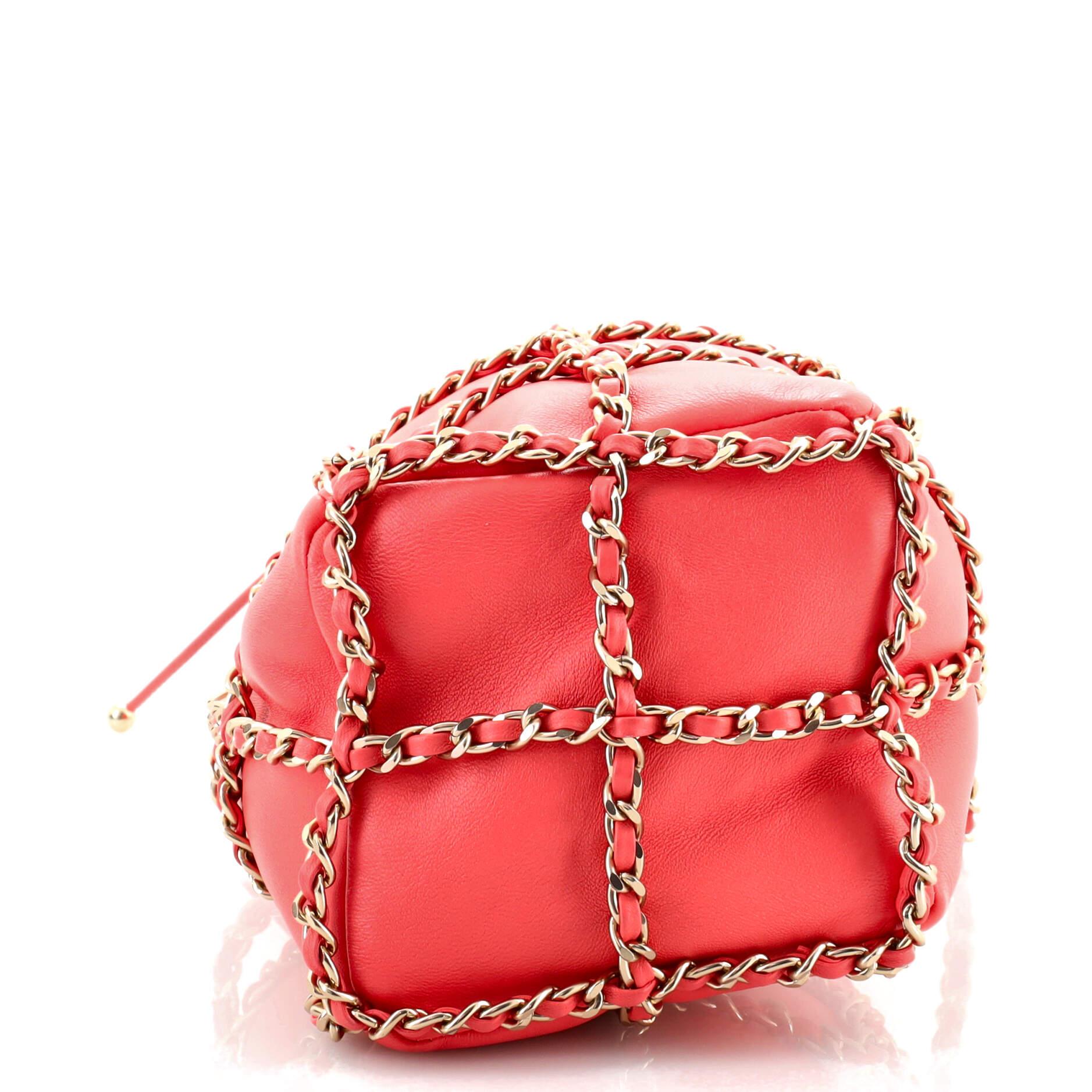 Chanel Chain Frame CC Drawstring Bucket Bag Lambskin Mini In Good Condition In NY, NY