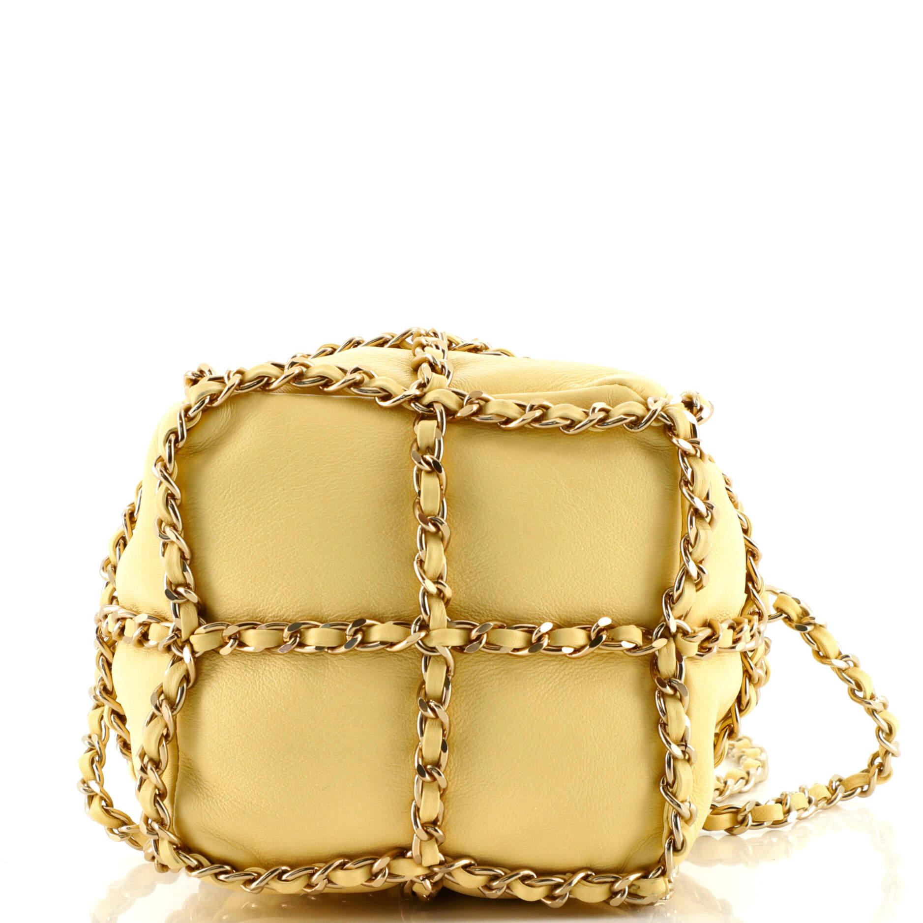 Women's or Men's Chanel Chain Frame CC Drawstring Bucket Bag Lambskin Mini