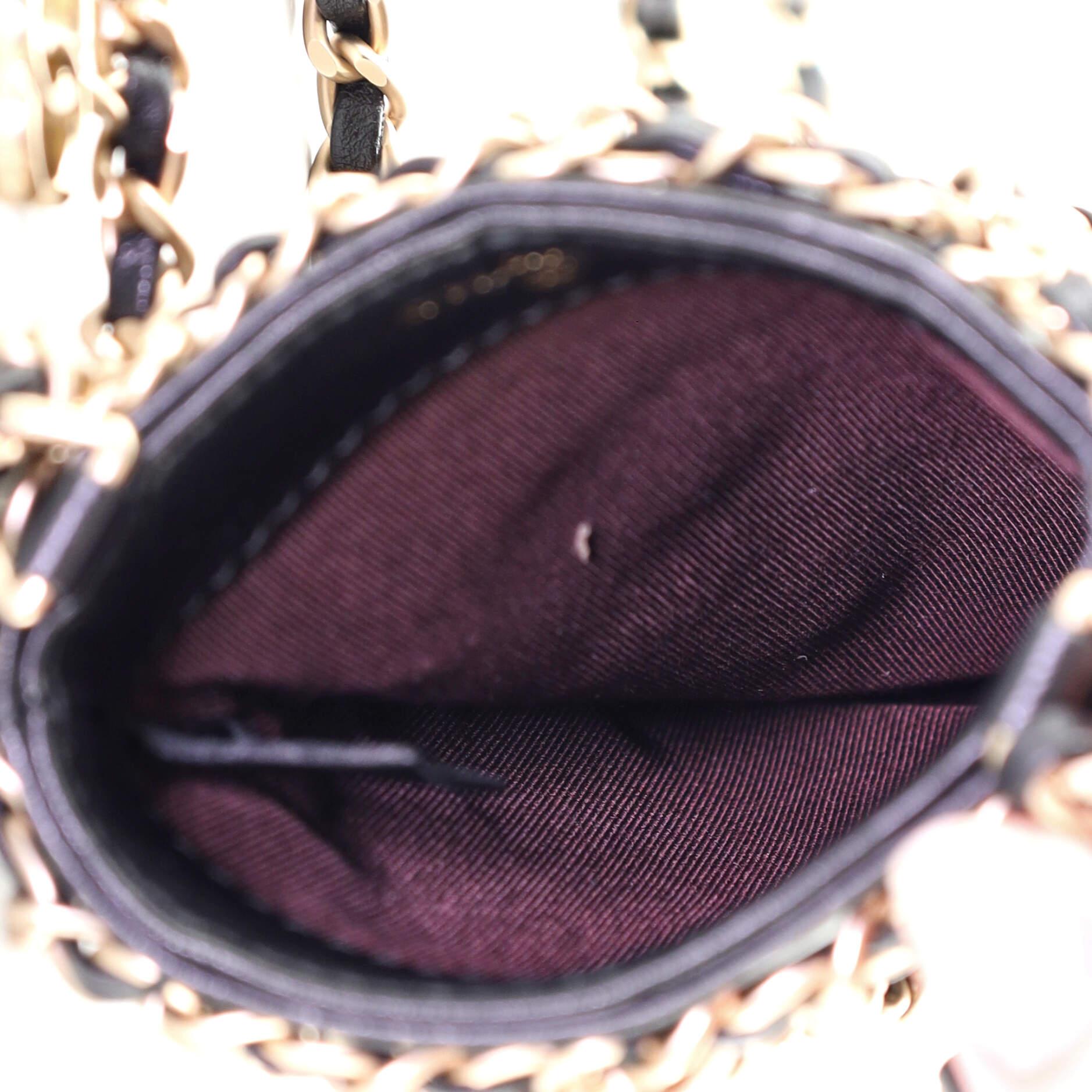 Black Chanel Chain Frame Phone Clutch with Chain Lambskin
