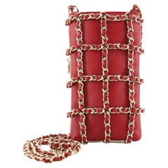 Chanel Chain Frame Phone Clutch with Chain Lambskin