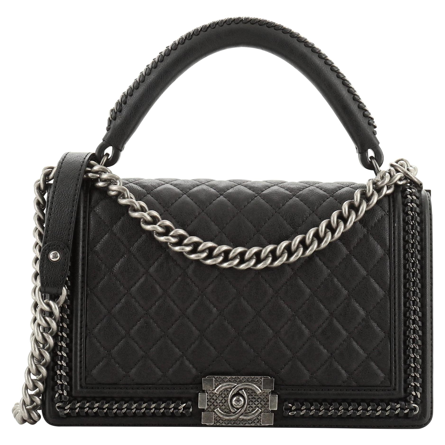 Chanel Chain Handle Boy Flap Bag Quilted Calfskin New Medium