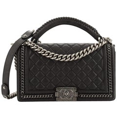 Chanel Chain Handle Boy Flap Bag Quilted Calfskin Old Medium