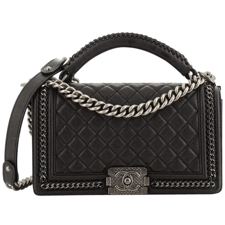 Chanel Chain Handle Boy Flap Bag Quilted Calfskin Old Medium at 1stDibs
