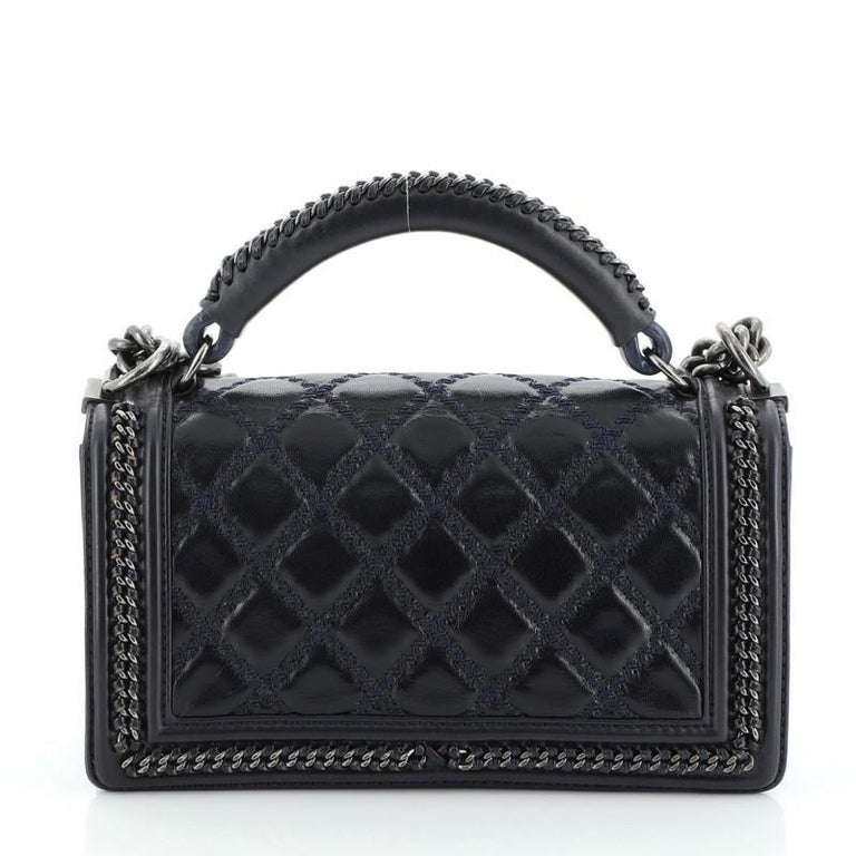 Chanel Chain Handle Boy Flap Bag Quilted Glazed Calfskin Old Medium at ...