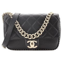 Chanel Chain Handle CC Flap Bag Quilted Caviar mit Nieten Detail Small