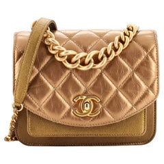 Chanel Chain Handle Flap Bag Quilted Calfskin with Caviar Mini