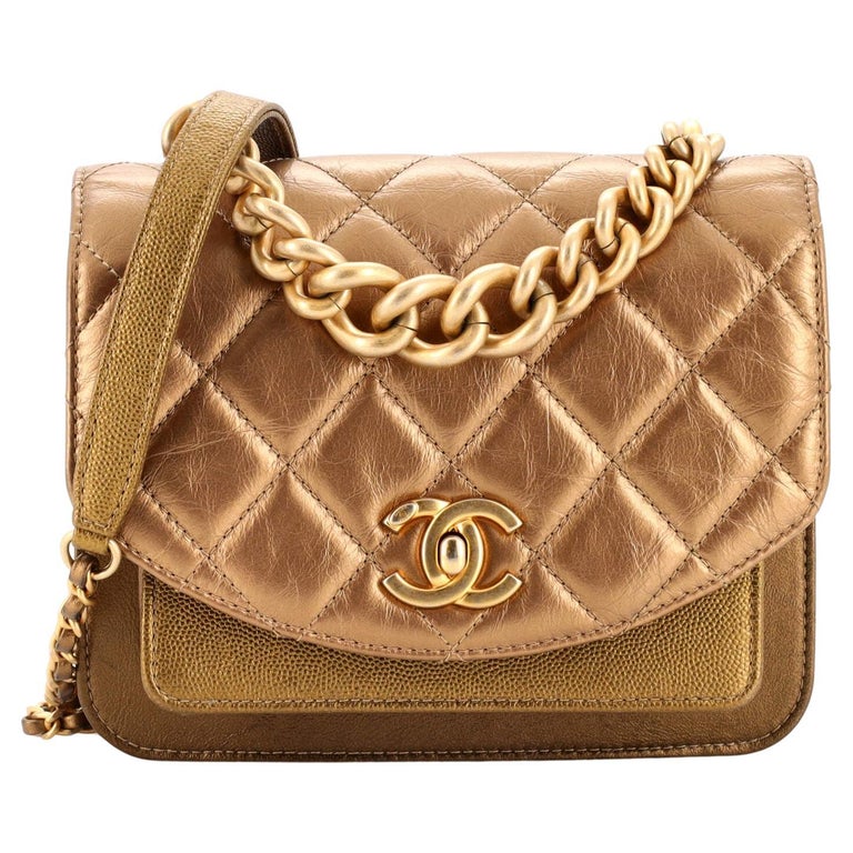 Chanel Chain Handle Flap Bag Quilted Calfskin with Caviar Mini at 1stDibs