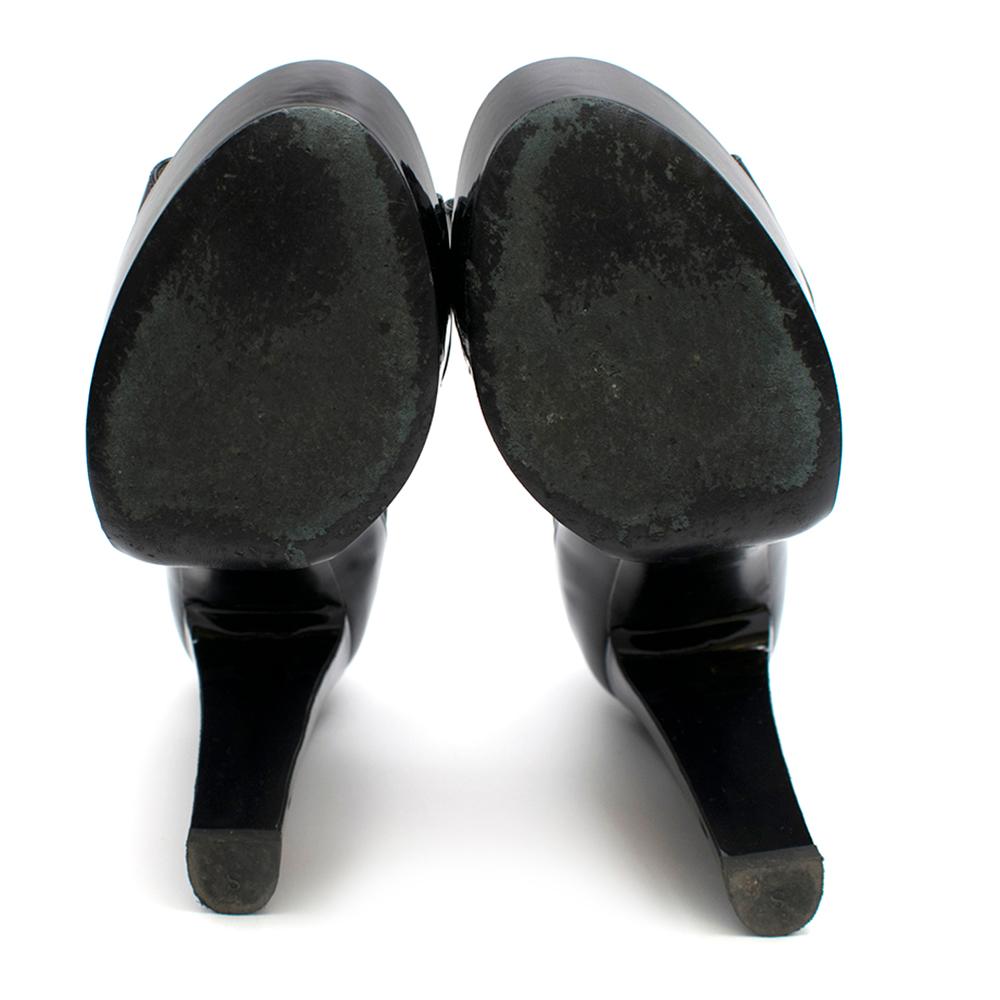 Chanel Chain Heel Patent Leather & Mesh Platform Sandals SIZE 38.5	 3