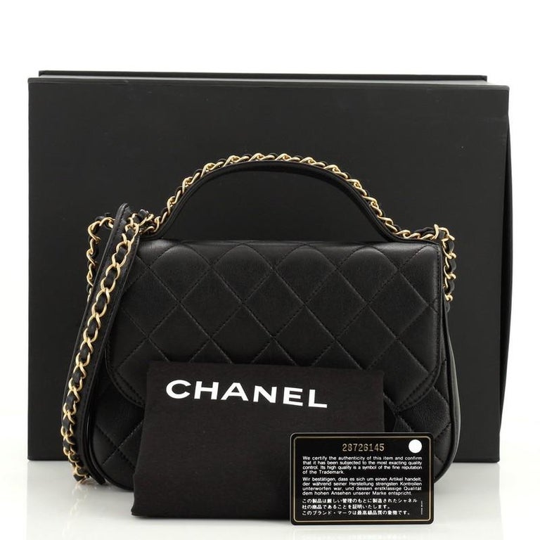 Chanel Chain Infinity Top Handle Bag Quilted Lambskin Small Black 813411