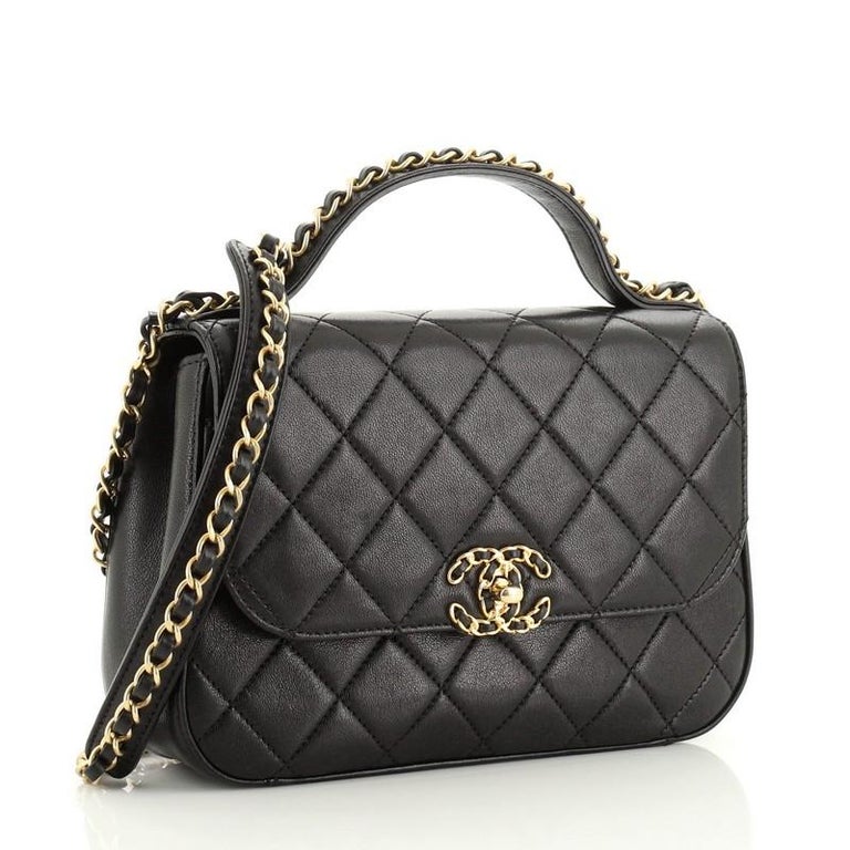 Chanel Chain Infinity Top Handle Bag Quilted Lambskin Small