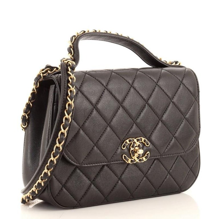 What Goes Around Comes Around Chanel Black Lambskin 19 Flap Belt Bag Mini