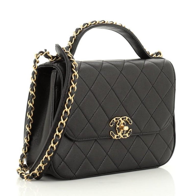 Chanel Quilted Chain Infinity Waist Bag Black Leather Lambskin ref