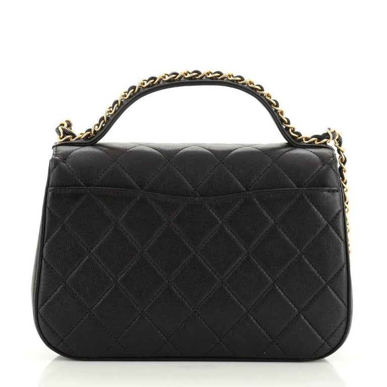 Chanel Chain Infinity Top Handle Bag Quilted Lambskin Small At 1stdibs