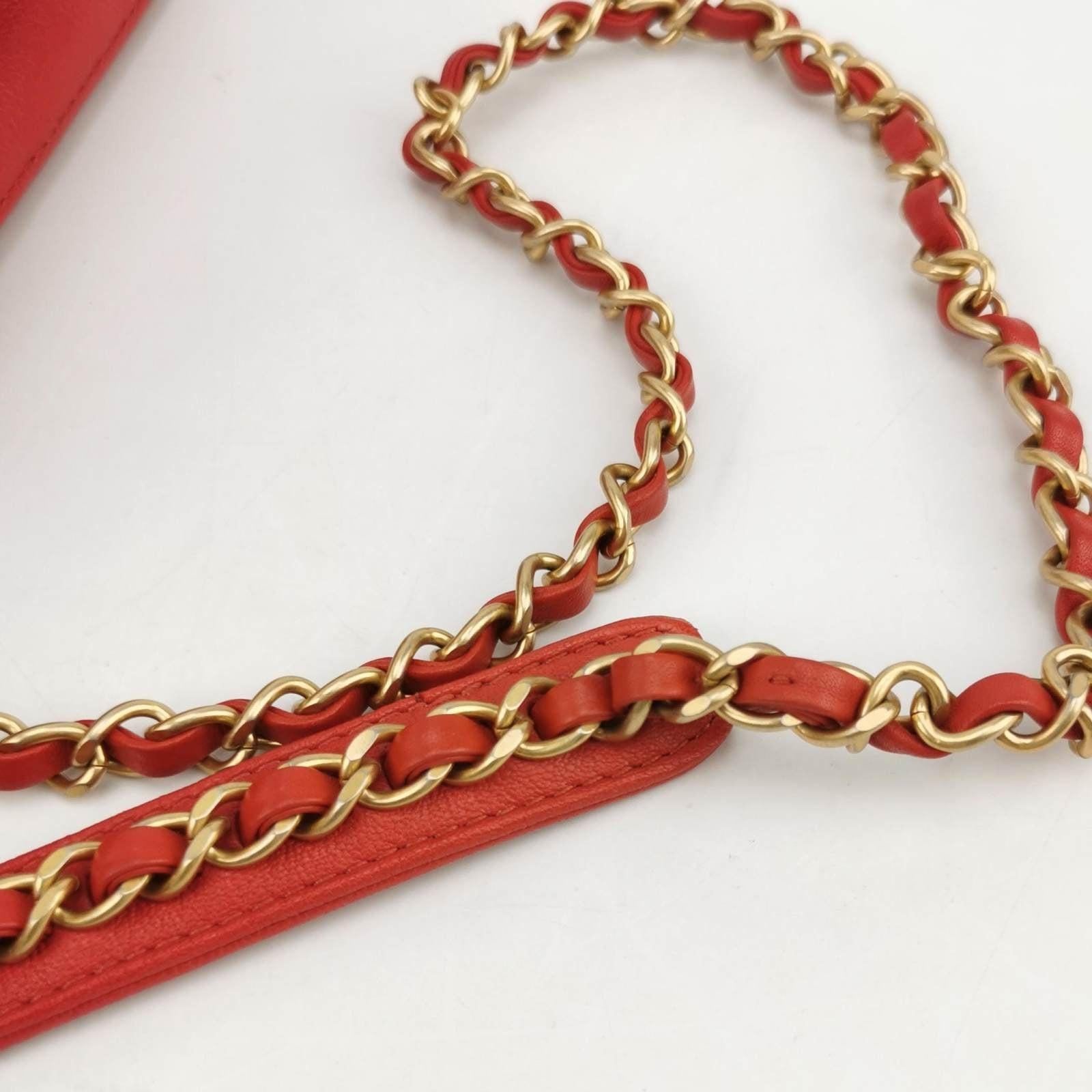 Chanel Kette Unendlichkeit Top Handle Kaviar Leder Klappe Satchel Rot im Angebot 7