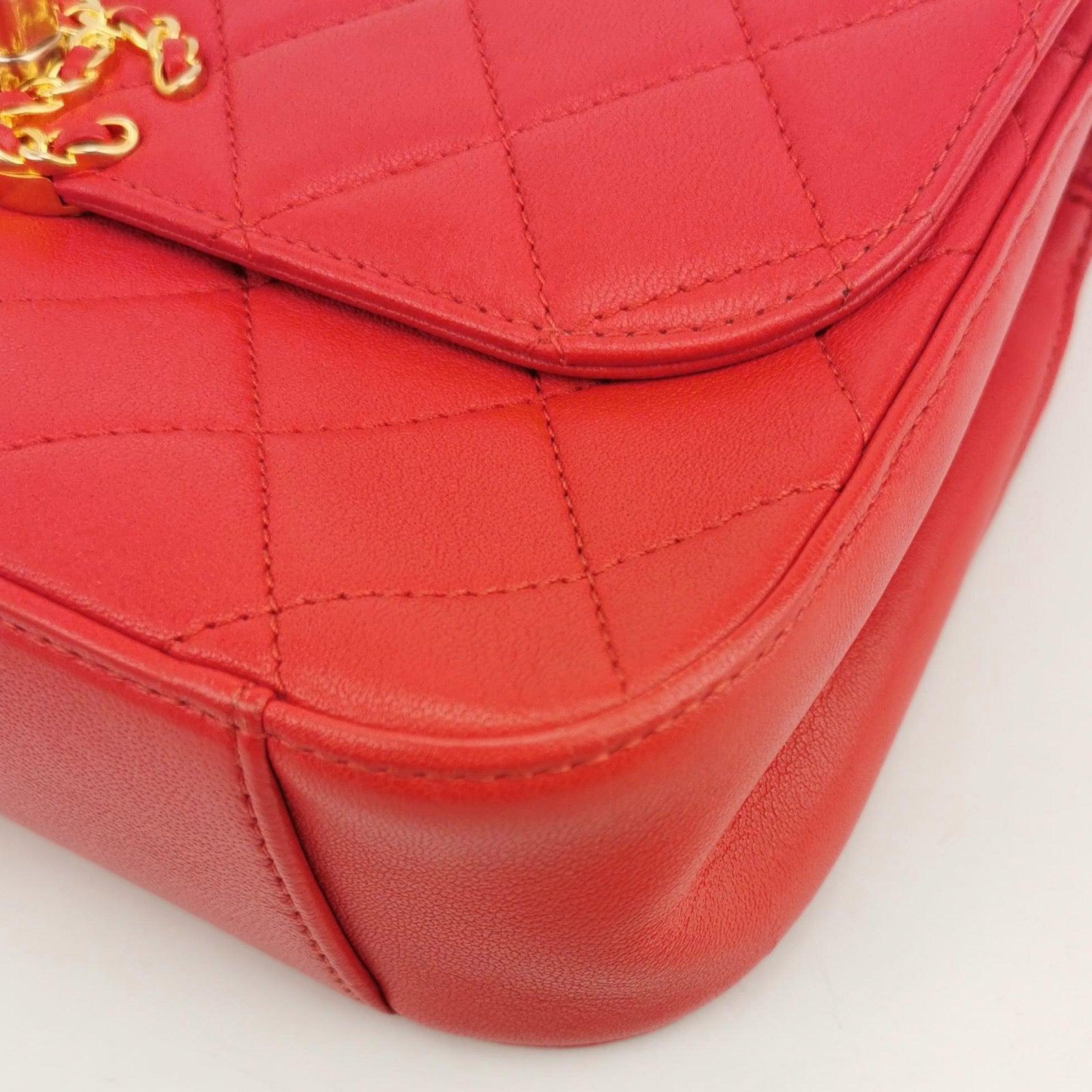 Chanel Kette Unendlichkeit Top Handle Kaviar Leder Klappe Satchel Rot im Angebot 11