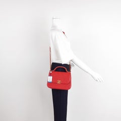 Chanel Kette Unendlichkeit Top Handle Kaviar Leder Klappe Satchel Rot