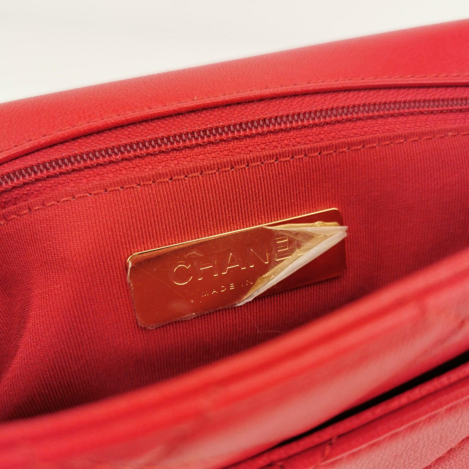 Chanel Kette Unendlichkeit Top Handle Kaviar Leder Klappe Satchel Rot Damen im Angebot