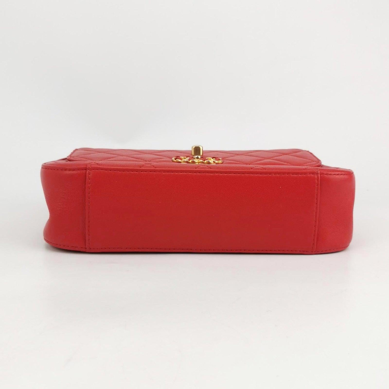 Chanel Kette Unendlichkeit Top Handle Kaviar Leder Klappe Satchel Rot im Angebot 2