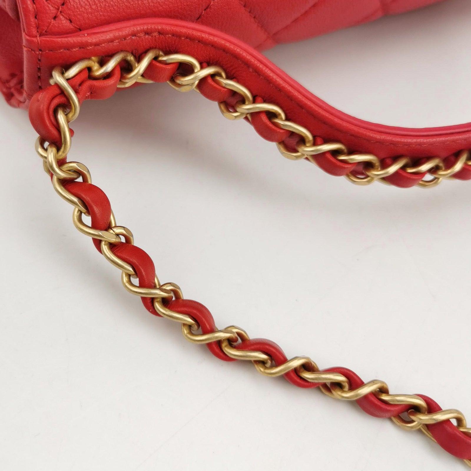 Chanel Kette Unendlichkeit Top Handle Kaviar Leder Klappe Satchel Rot im Angebot 4