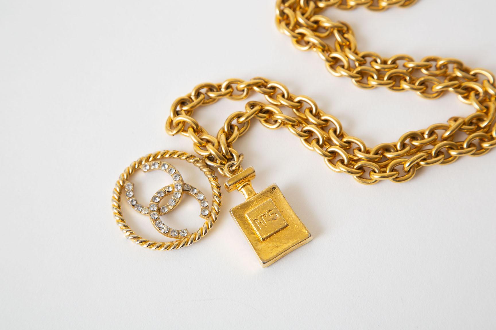 chanel gold chain link necklace