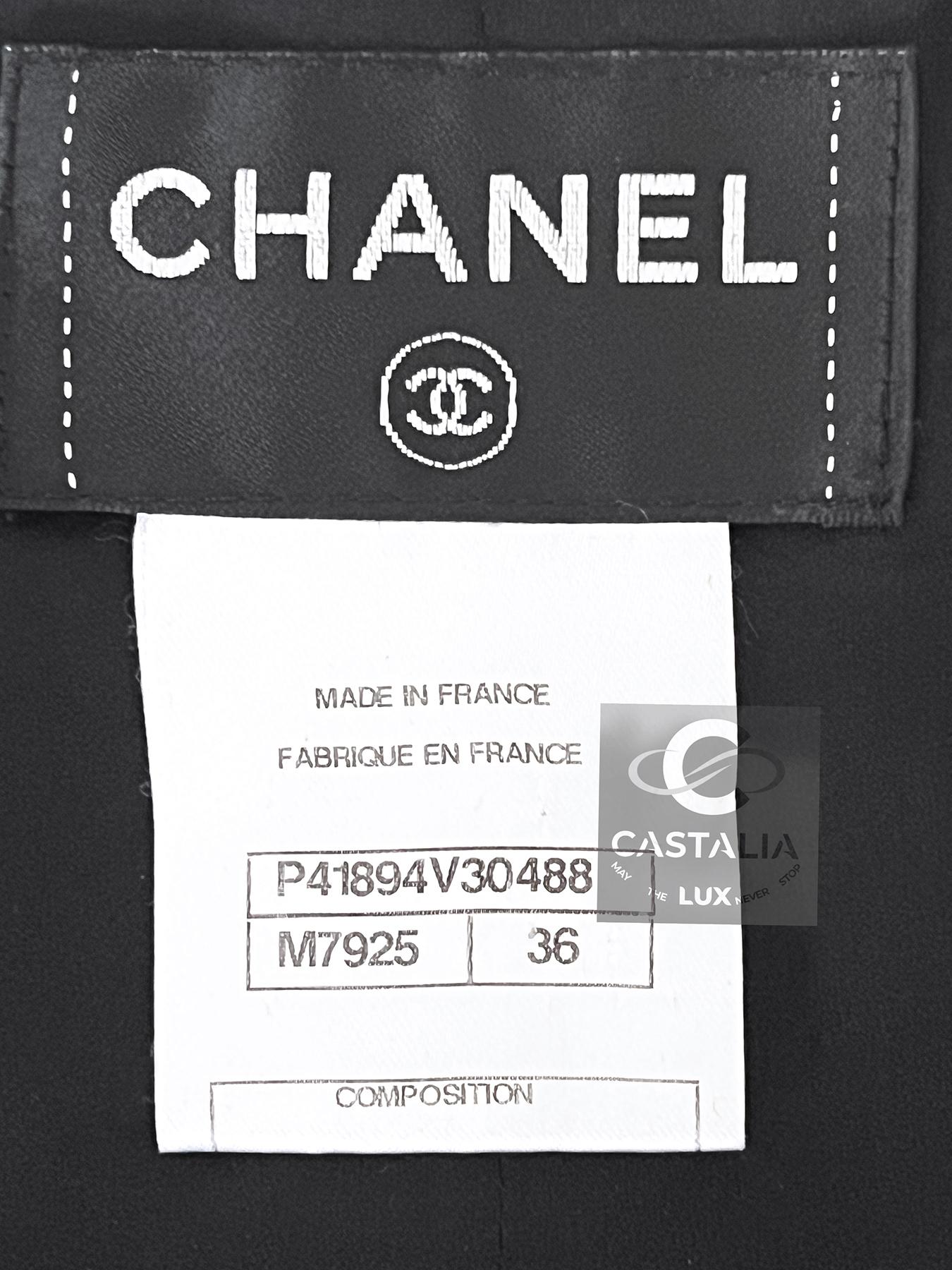 Chanel Chain Link Trim Black Tweed Dress 36 FR 6
