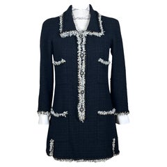 Chanel Chain Link Trim Black Tweed Dress 36 FR