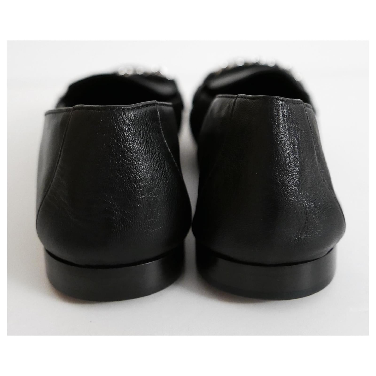 Chanel Chain Logo Black Lambskin Leather Loafers In New Condition For Sale In London, GB