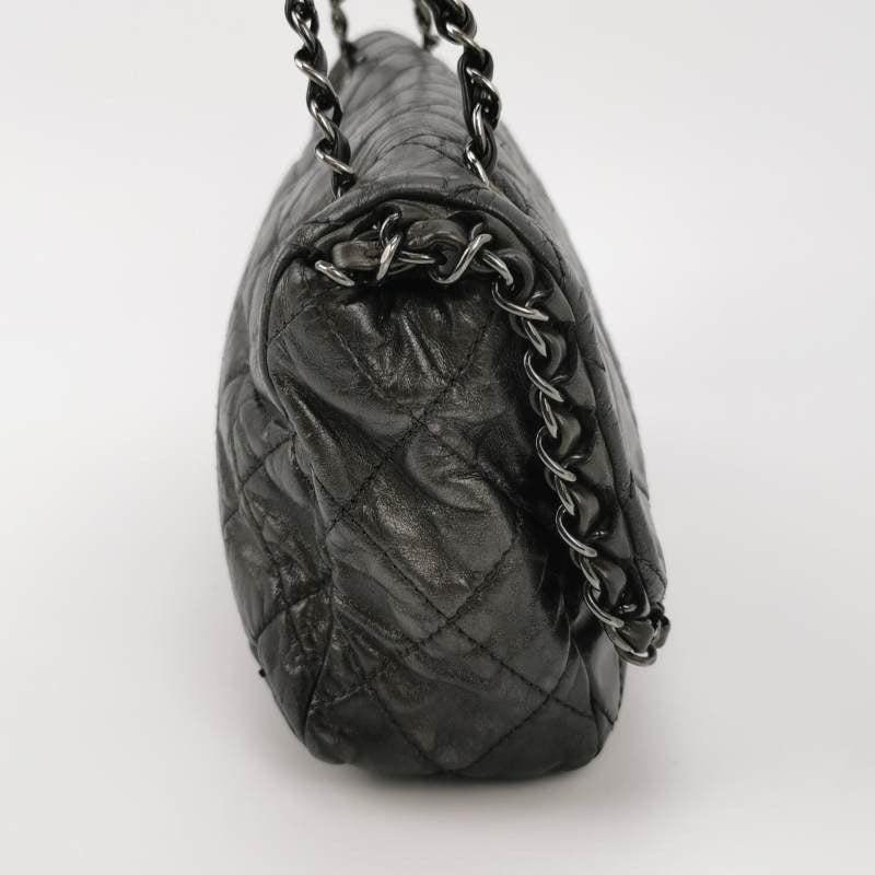 Chanel Chain Me Chain Around Medium Flap Bag Shiny Black Calfskin Leather, 2012 In Good Condition In AUBERVILLIERS, FR
