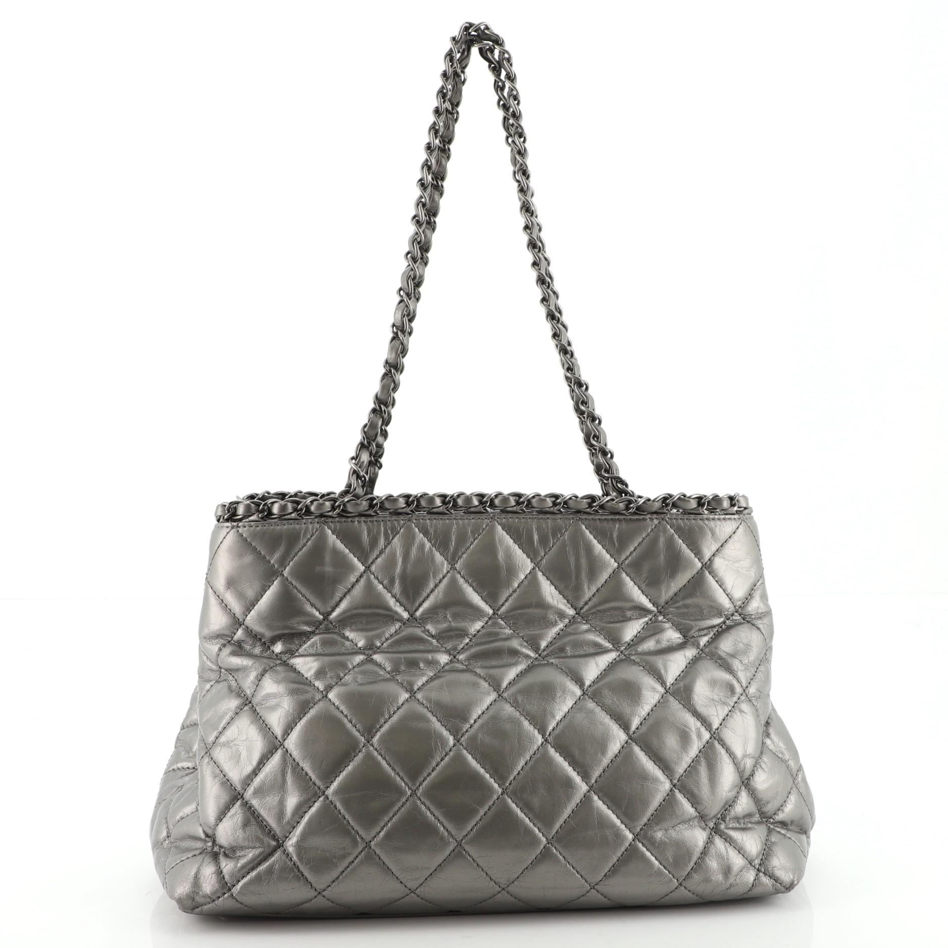 Chanel Kette Me Tote Gestepptes Kalbsleder Medium (Grau)