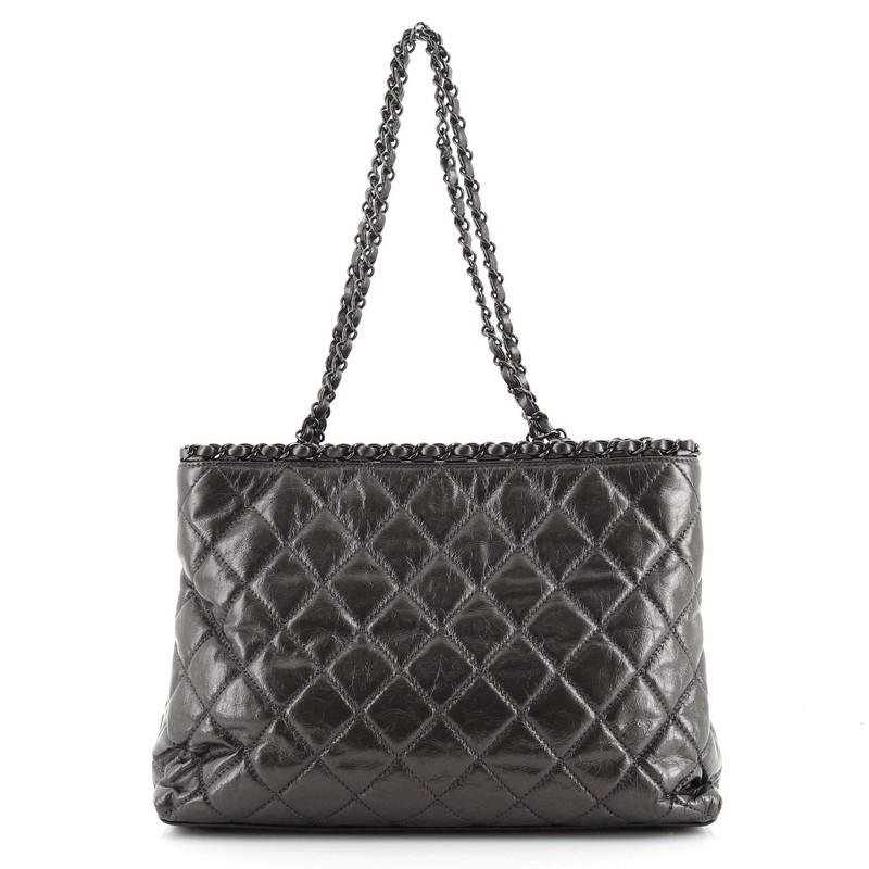 Black Chanel Chain Me Tote Quilted Calfskin Medium