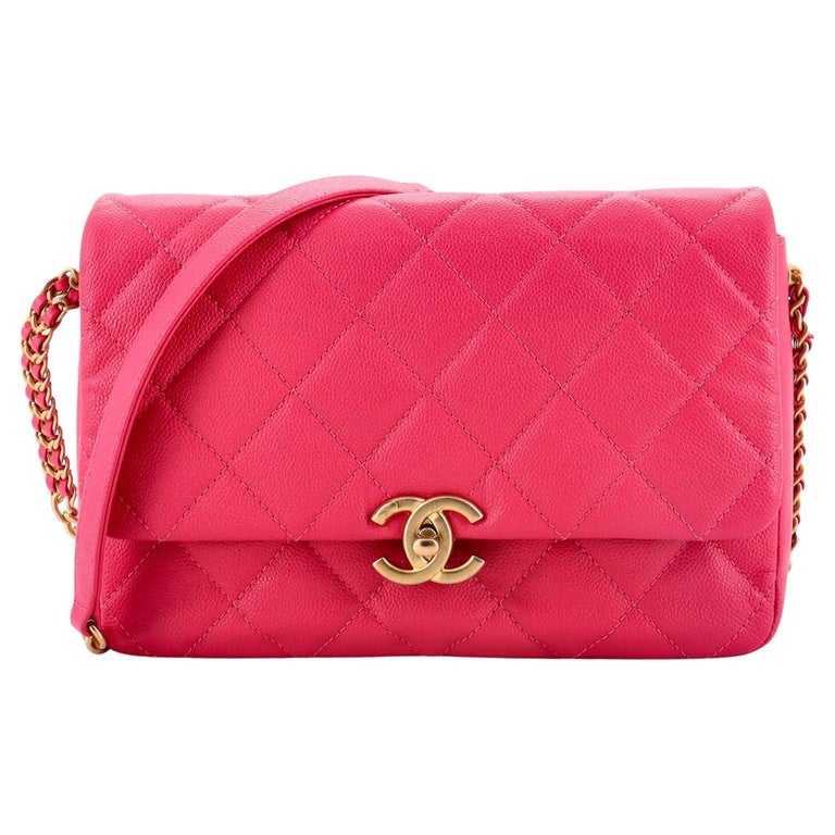 Chanel Chain Melody Flap Bag Quilted Caviar Medium For Sale at 1stDibs