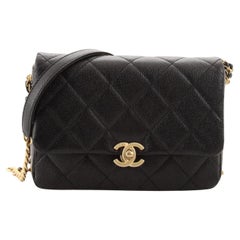 Chanel Chain Melody Flap Bag Quilted Caviar Small