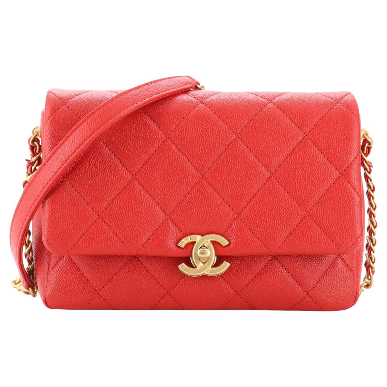 Chanel Chain Melody Flap Bag Quilted Caviar Small