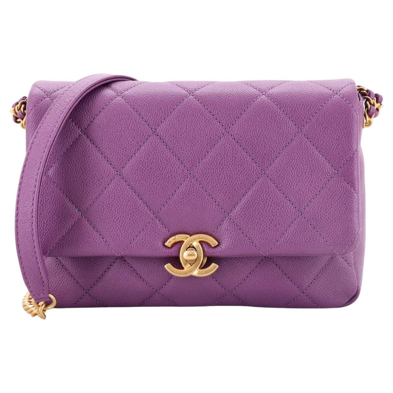 Chanel Chain Melody Flap Bag Quilted Caviar Small For Sale at 1stDibs