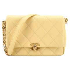 Chanel Chain Melody Flap Bag Quilted Caviar Small