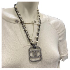 CHANEL Chain Necklace in Aged Silver Plate Metal