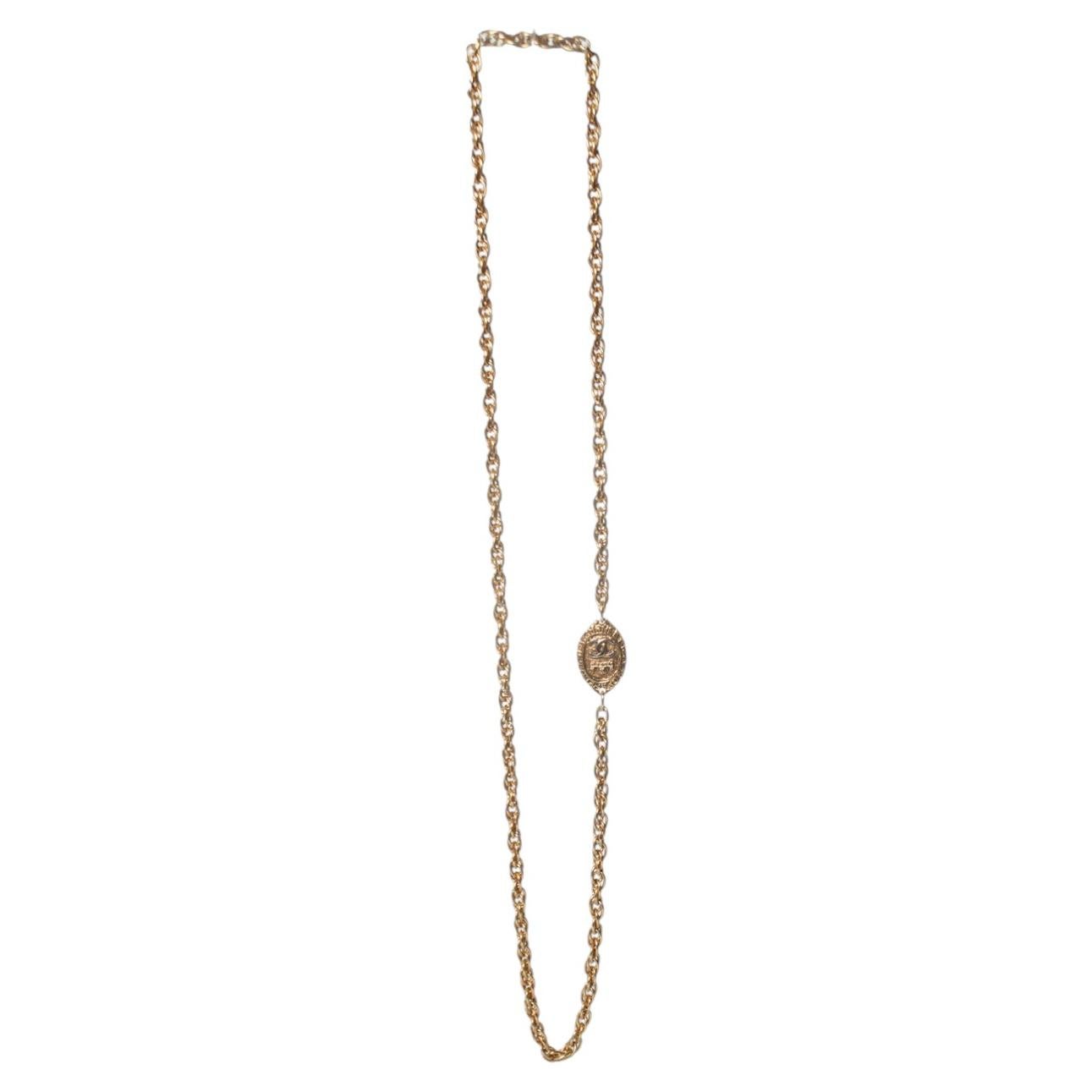 Chanel, chain necklace with gold crown For Sale