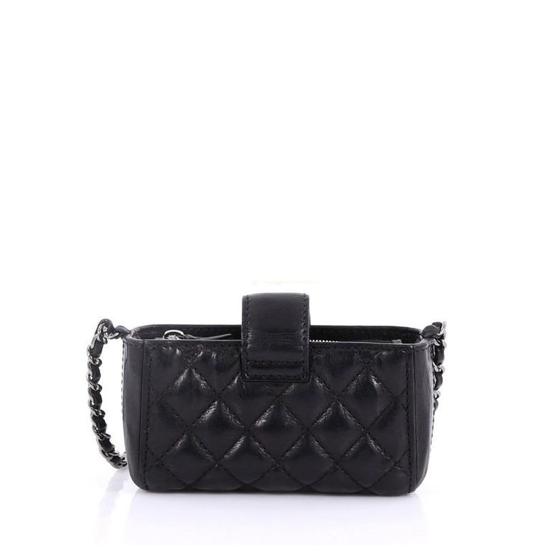 Chanel Chain Phone Holder Crossbody Bag Quilted Lambskin Mini at 1stDibs