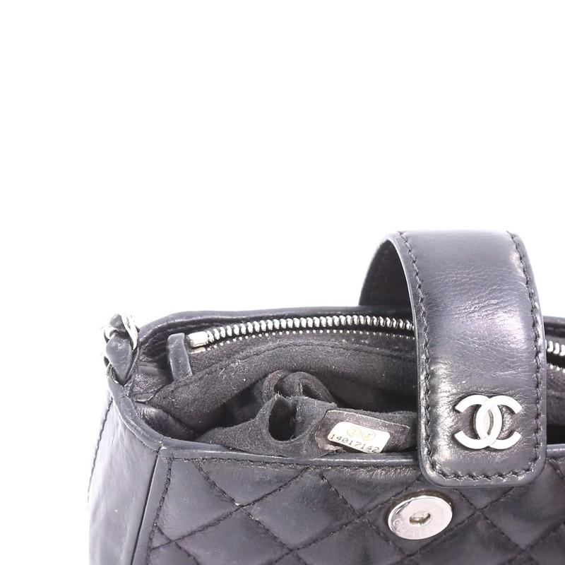Black Chanel Chain Phone Holder Crossbody Bag Quilted Lambskin Mini