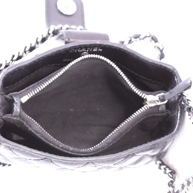 Chanel Chain Phone Holder Crossbody Bag Quilted Lambskin Mini In Good Condition In NY, NY