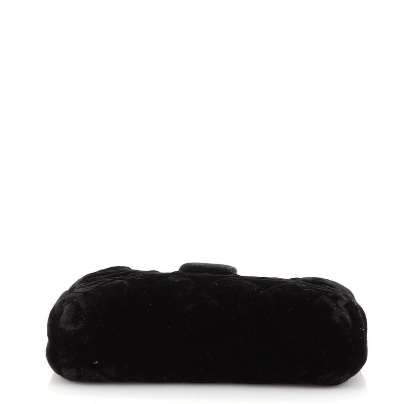Black Chanel Chain Phone Holder Crossbody Bag Quilted Velvet Mini