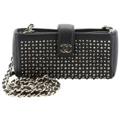 Chanel Chain Phone Holder Crossbody Bag Swarovski Embellished Leather Mini 